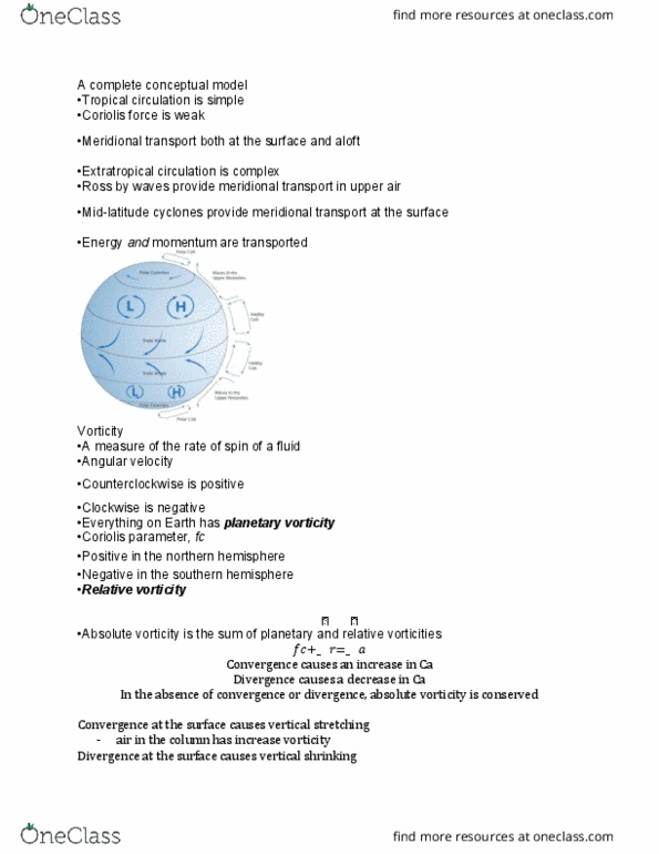 GGR214H5 Lecture Notes - Lecture 11: Coriolis Frequency, Vorticity, Coriolis Force thumbnail