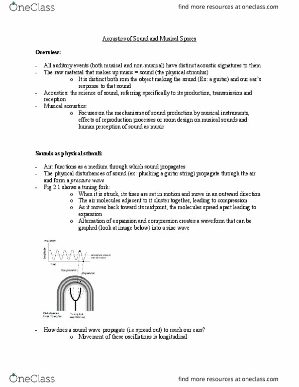PSYCH 2MP3 Chapter Notes - Chapter 2: Musical Acoustics, Tuning Fork, Sound thumbnail