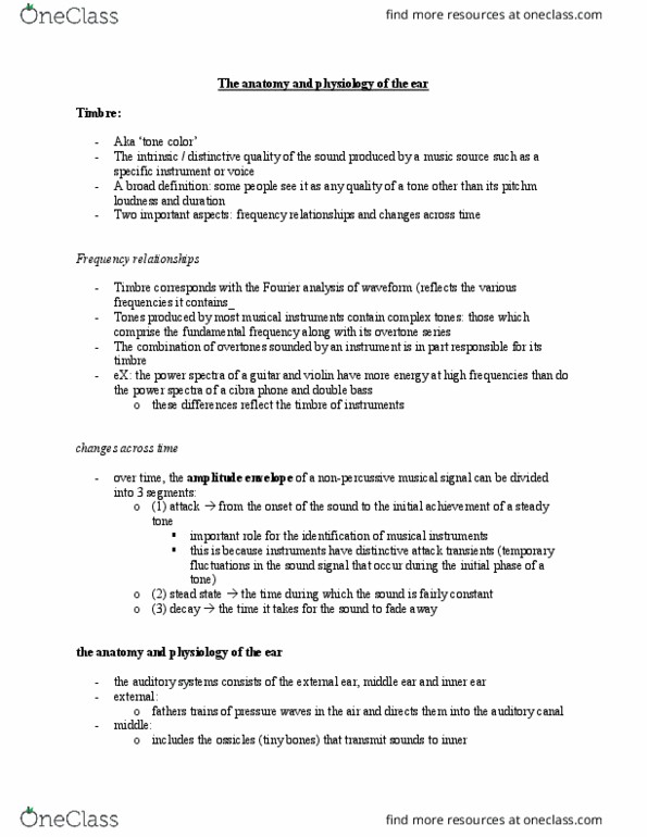 PSYCH 2MP3 Chapter Notes - Chapter 8: Fourier Analysis, Middle Ear, Record Producer thumbnail