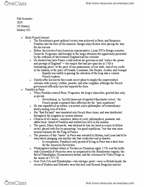 HIST 102 Chapter Notes - Chapter 6: John Burgoyne thumbnail