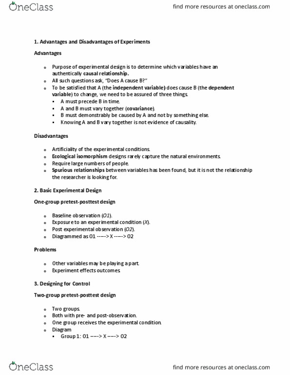 PR 680 Chapter Notes - Chapter 10: Artificiality, Multivariate Analysis, Internal Validity thumbnail