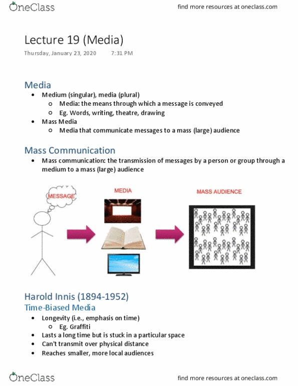 SOCA03Y3 Lecture Notes - Lecture 19: Mass Media, Mass Communication, Propaganda Model thumbnail