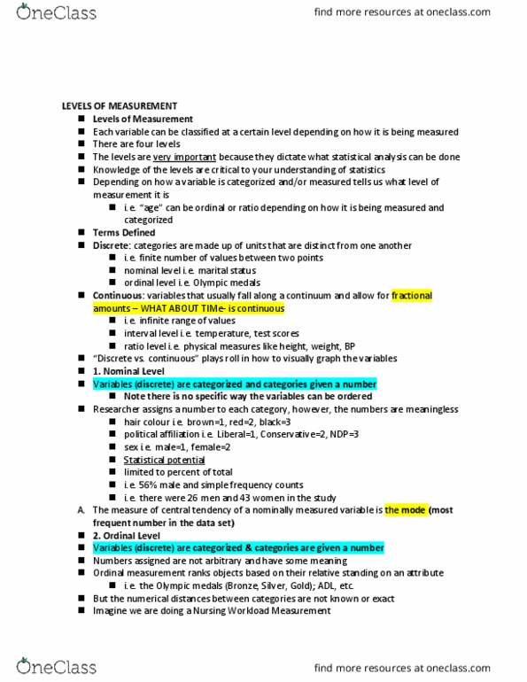 NUR 80A/B Lecture Notes - Lecture 3: 26 Men, Central Tendency, Celsius thumbnail