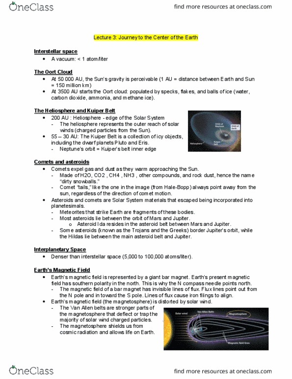 GEO 1111 Lecture Notes - Lecture 3: Kuiper Belt, Van Allen Radiation Belt, Oort Cloud thumbnail