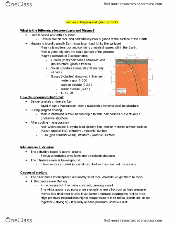 GEO 1111 Lecture Notes - Lecture 7: Silicate Minerals, Extrusive Rock, Crystallization thumbnail
