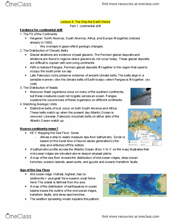 GEO 1111 Lecture Notes - Lecture 4: Planum Australe, Mid-Ocean Ridge, Seafloor Spreading thumbnail
