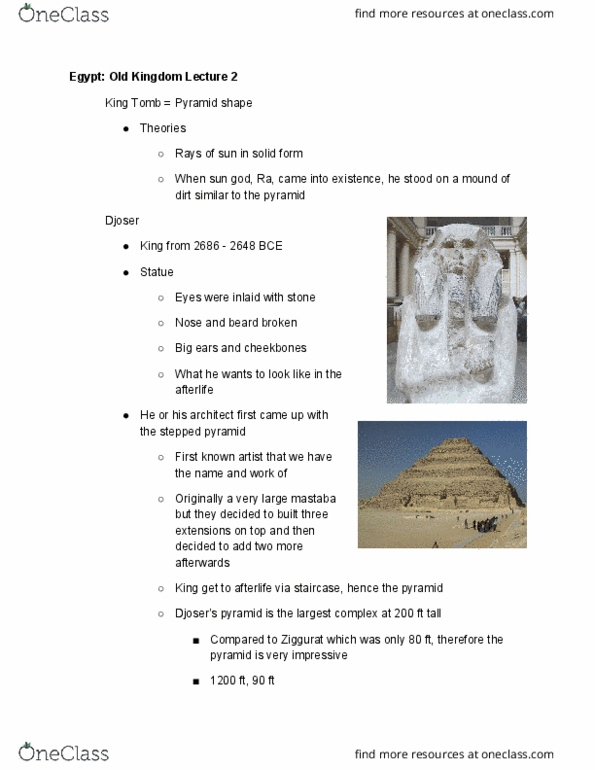 ART-2030 Lecture Notes - Lecture 39: Mastaba, Sed Festival, Serdab thumbnail
