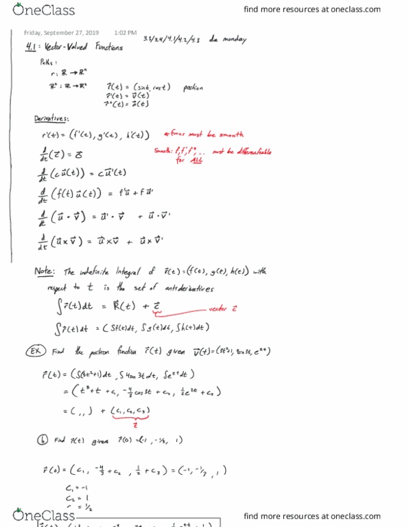 M 427L Lecture 18: Sept 27 vector calc thumbnail