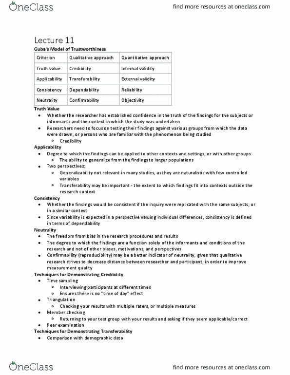 Kinesiology 2032A/B Lecture Notes - Lecture 11: External Validity, Internal Validity, Observer-Expectancy Effect thumbnail