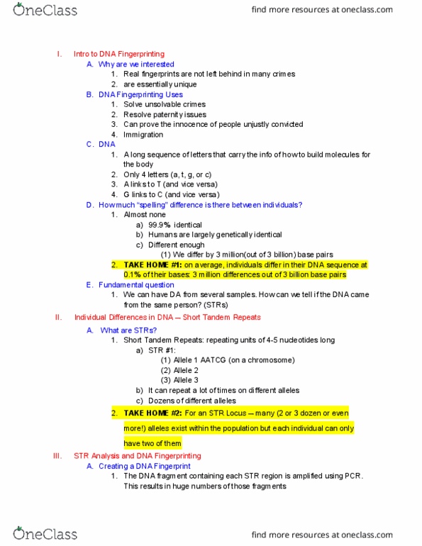 LIFESCI 15 Lecture Notes - Lecture 94: Dna Profiling, Str Analysis, Allele thumbnail