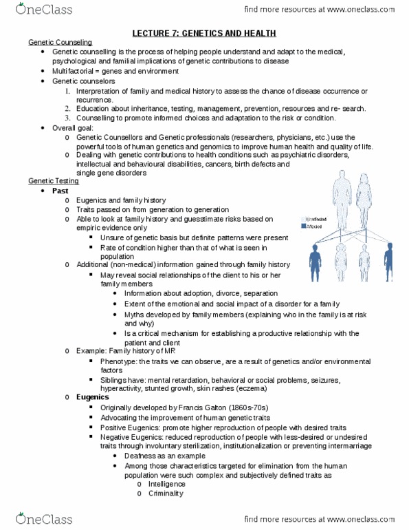 Health Sciences 2000A/B Lecture Notes - Lecture 7: Bipolar Disorder, Essential Amino Acid, 23Andme thumbnail