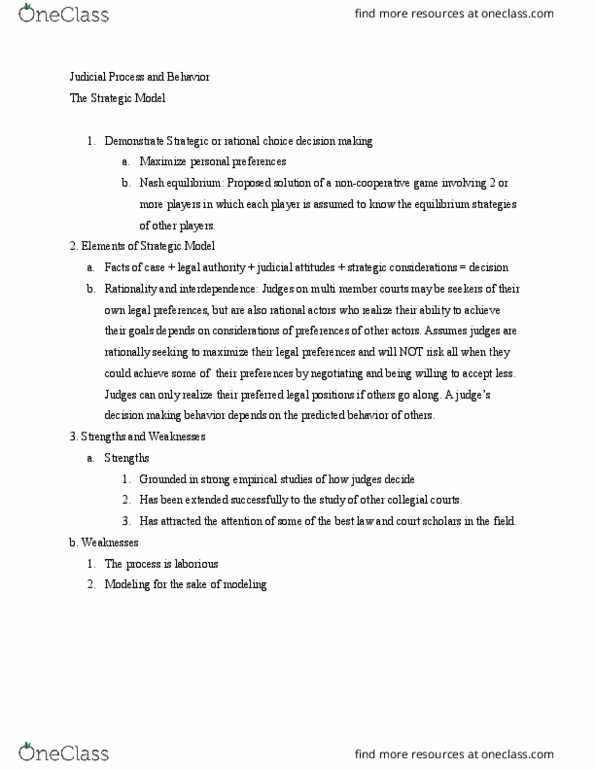 POLS 3302 Lecture Notes - Lecture 9: Non-Cooperative Game Theory, Nash Equilibrium, Rationality thumbnail