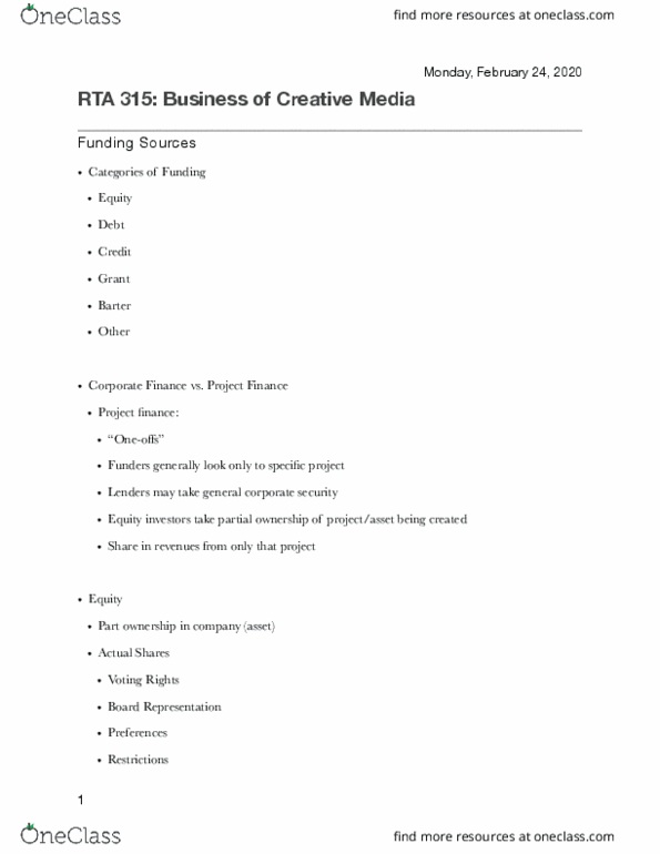 RTA 315 Lecture Notes - Lecture 6: Canada Revenue Agency, Strategic Alliance, Ontario Arts Council thumbnail