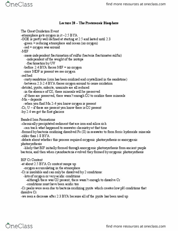 EAS201 Lecture Notes - Lecture 28: Anoxygenic Photosynthesis, Isotope Fractionation, Pyrite thumbnail