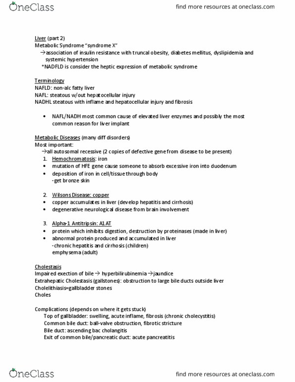 Pathology 3500 Lecture Notes - Lecture 24: Common Bile Duct, Elevated Transaminases, Bile Duct thumbnail