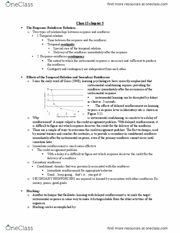 PSYC 351 Lecture Notes - Lecture 13: Reinforcement, Contiguity thumbnail