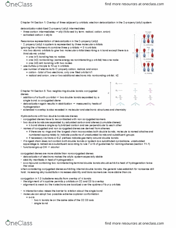 CHEM 14C Chapter Notes - Chapter 14: Allyl Group, Atomic Orbital, Aufbau Principle thumbnail