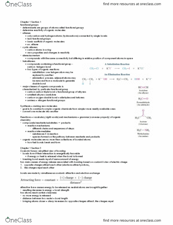 CHEM 14C Chapter Notes - Chapter 1: Halogen Bond, Alkyne, Stereoisomerism thumbnail