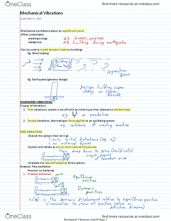 CIV E395 Lecture Notes - Lecture 3: Vibration, Equilibrium Point, Shock Absorber thumbnail