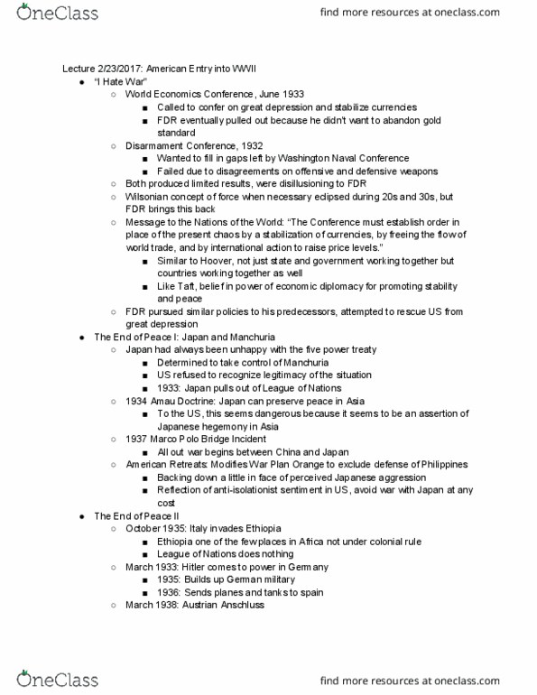 HIST 2340W Lecture Notes - Lecture 11: Marco Polo Bridge Incident, War Plan Orange, Washington Naval Conference thumbnail