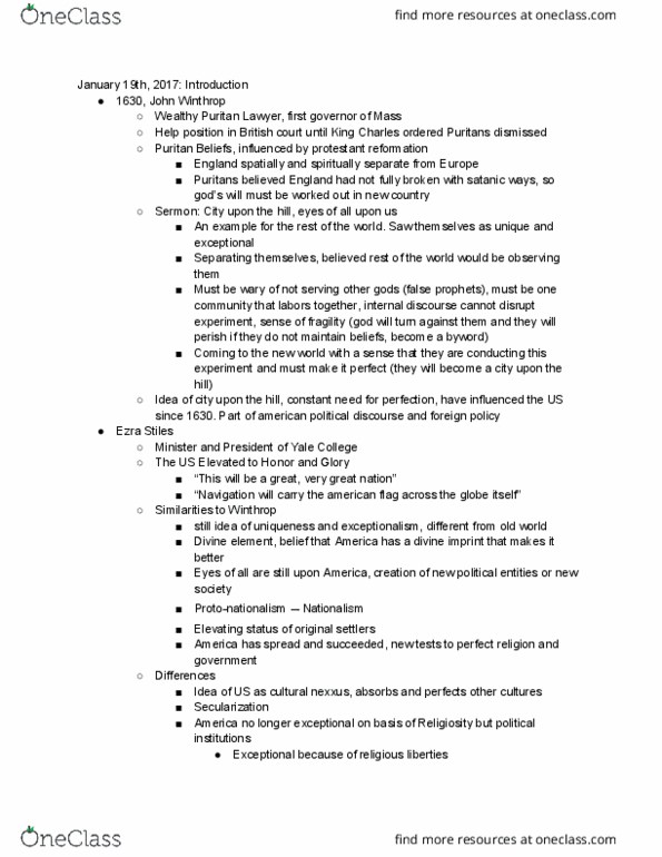 HIST 2340W Lecture Notes - Lecture 1: Protestant Reformation, Political Spectrum, Cold War thumbnail