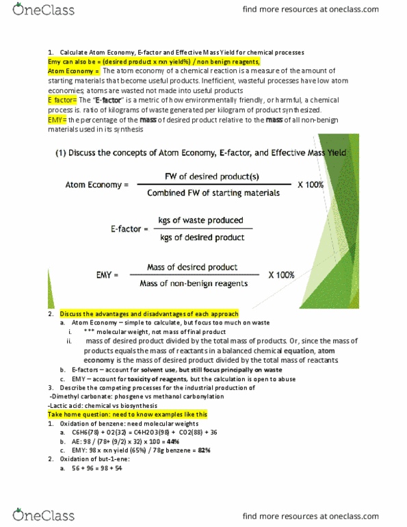 CHEM 3050 Lecture Notes - Lecture 2: Atom Economy, Phosgene, Benzene thumbnail