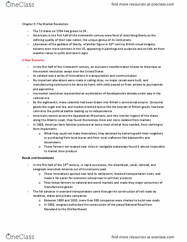 HIST 190 Chapter Notes - Chapter 9: Northwest Territory, Spinning Jenny, Samuel Slater thumbnail