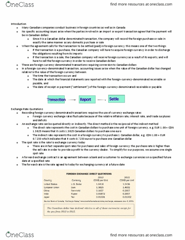 ADMN 4303H Chapter Notes - Chapter 10: Spot Contract, Canadian Dollar, Financial Statement thumbnail