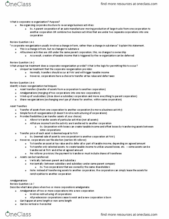 ADMN 4710H Chapter Notes - Chapter 14: Tax Deferral, Investment thumbnail