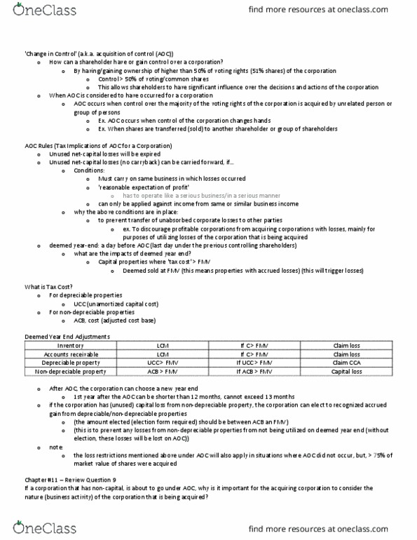 ADMN 4710H Chapter Notes - Chapter 11: Capital Loss, Property Income, Accounts Receivable thumbnail