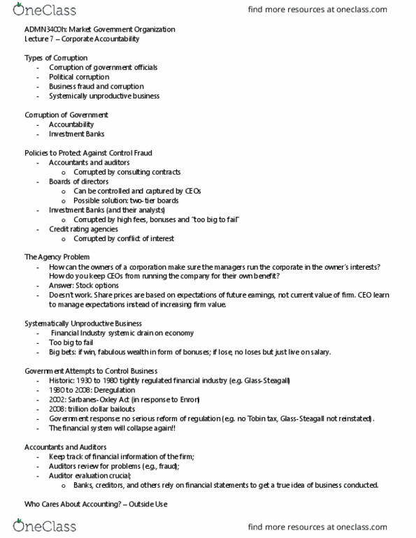 ADMN 3400H Lecture Notes - Lecture 7: Credit Rating Agency, Sarbanes–Oxley Act, Tobin Tax thumbnail