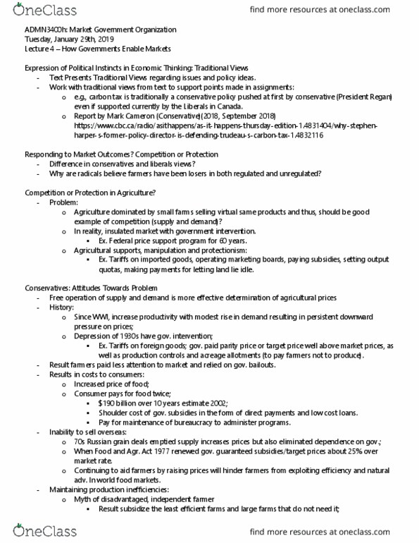 ADMN 3400H Lecture Notes - Lecture 4: Price Support, Free Market, Market Power thumbnail