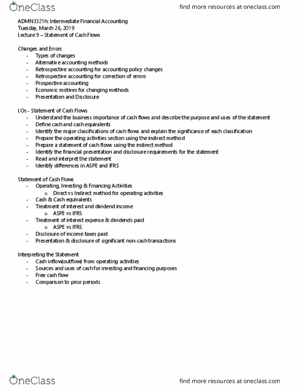 ADMN 3321H Lecture Notes - Lecture 9: Free Cash Flow thumbnail