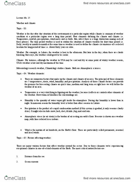 MGT - Management MGT 4350 Lecture Notes - Lecture 25: Atmospheric Sciences, Climatology thumbnail