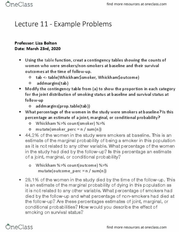 STA130H1 Lecture Notes - Lecture 12: Contingency Table, Confounding cover image