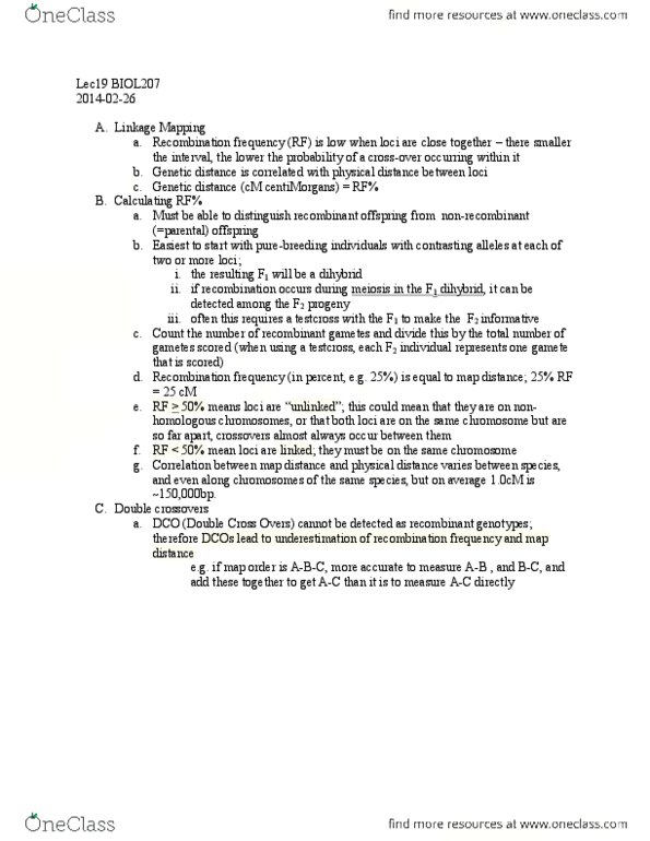 STAT151 Lecture Notes - Chromosome, Genetic Distance, Centimorgan thumbnail