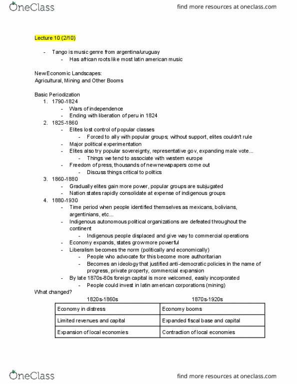 HIST 8B Lecture Notes - Lecture 10: Music Of Latin America, Patagonia thumbnail