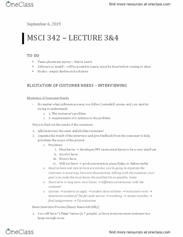 MSCI342 Lecture Notes - Lecture 3: Msci, Voice Of The Customer, Takers thumbnail