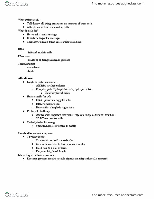 BIOL 100 Lecture Notes - Lecture 1: Dnainfo.Com, Cell Membrane, Cell Theory thumbnail