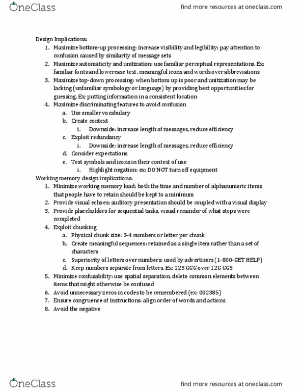 IOE 333 Chapter Notes - Chapter 11: Working Memory thumbnail