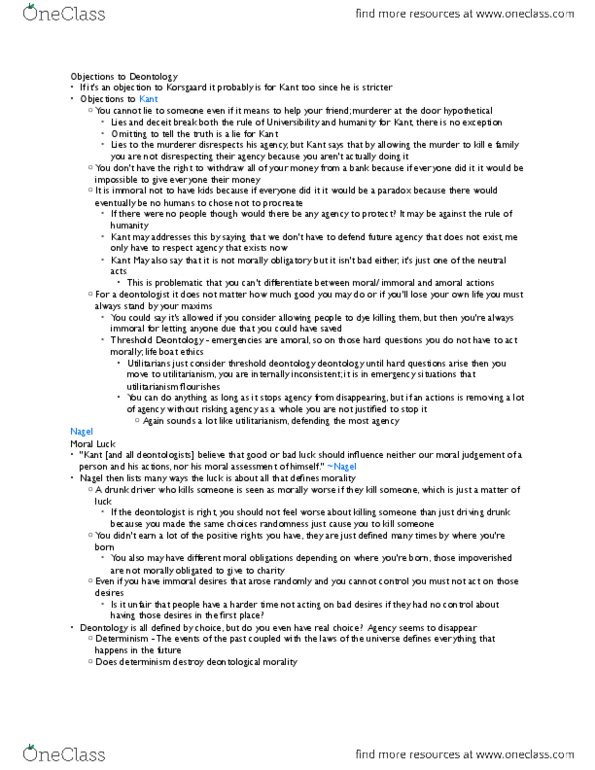 PHIL 101 Lecture Notes - Lecture 20: Negative And Positive Rights, Determinism, Deontological Ethics thumbnail