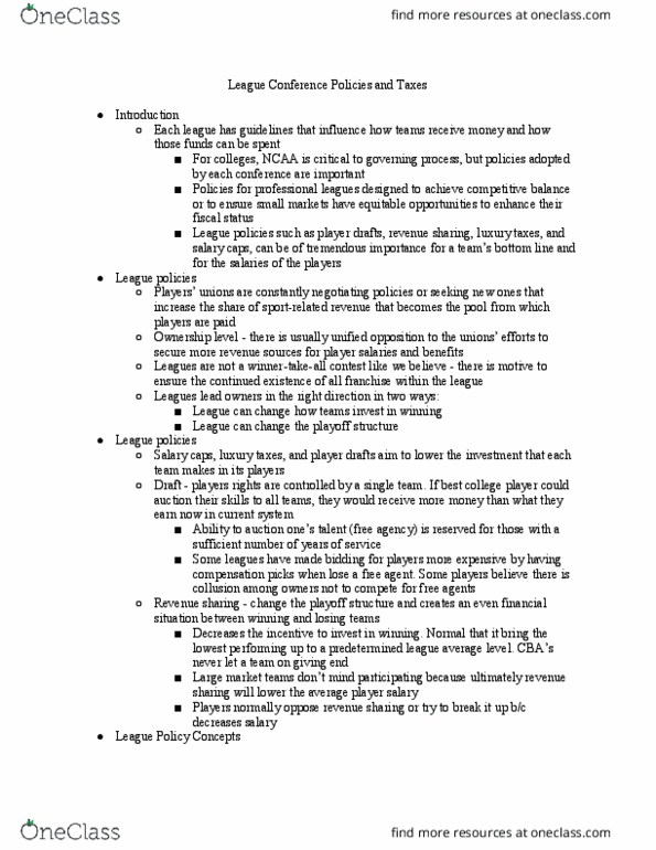 KINS 4520 Lecture Notes - Lecture 2: Revenue Sharing, Tax Rate, Mario Lemieux thumbnail
