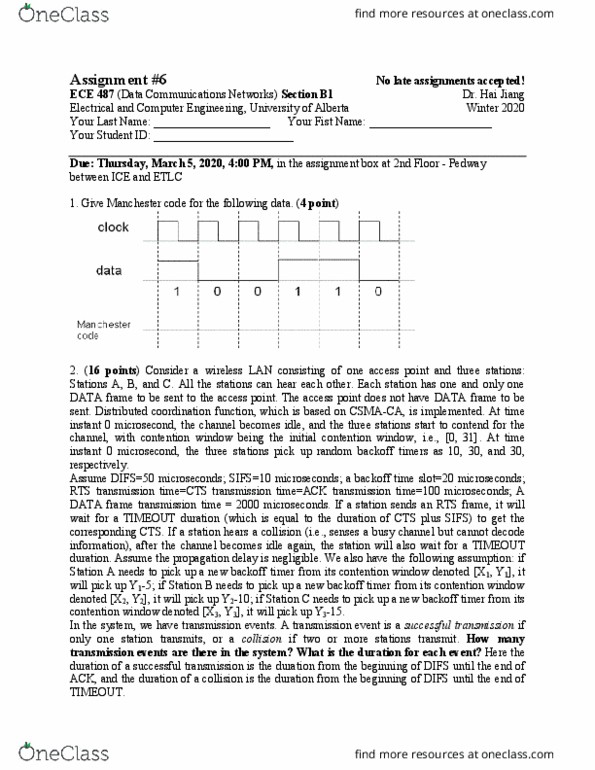 ECE486 Lecture Notes - Distributed Coordination Function, Microsecond, Wireless Lan thumbnail