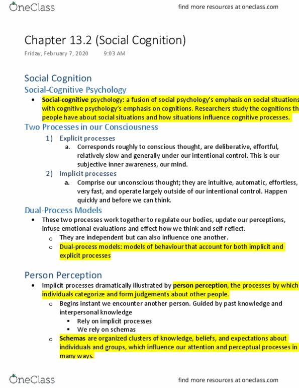 PSYA02H3 Chapter Notes - Chapter 13.2: Social Perception, In-Group Favoritism, Contact Hypothesis thumbnail