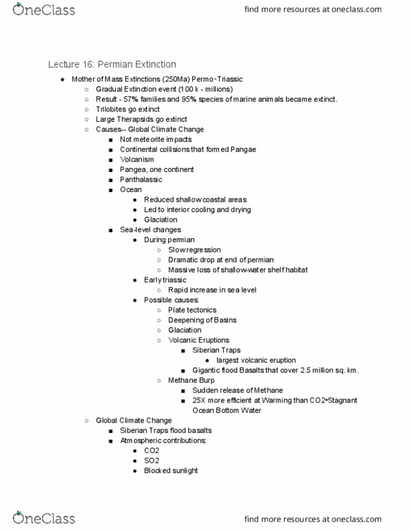 GEOL 105 Lecture Notes - Lecture 16: Panthalassa, Siberian Traps, Plate Tectonics thumbnail