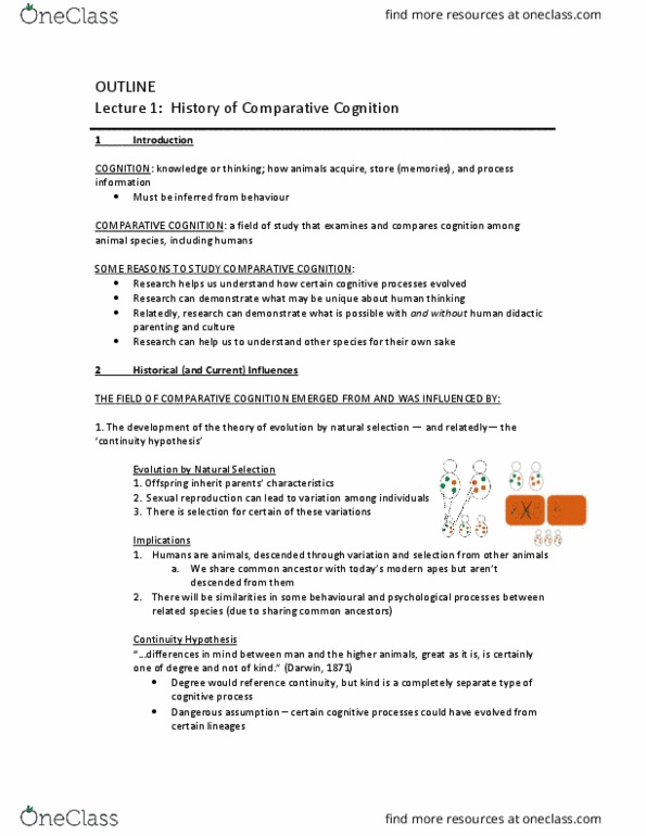 PSYC 205 Lecture Notes - Lecture 1: Sexual Reproduction, Anthropomorphism, Edward Thorndike thumbnail