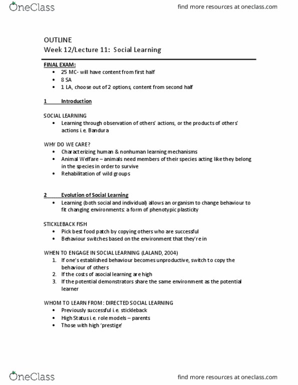 PSYC 205 Lecture Notes - Lecture 11: Phenotypic Plasticity, High Fidelity thumbnail