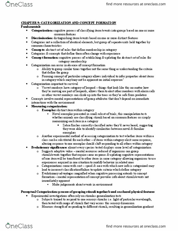 PSYC 205 Chapter Notes - Chapter 9: Concept Learning, Railways Act 1921, Coparenting thumbnail