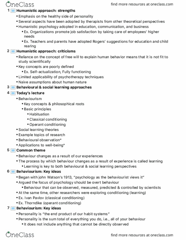 PSY230H1 Lecture Notes - Lecture 8: Humanistic Psychology, Classical Conditioning, Job Satisfaction thumbnail