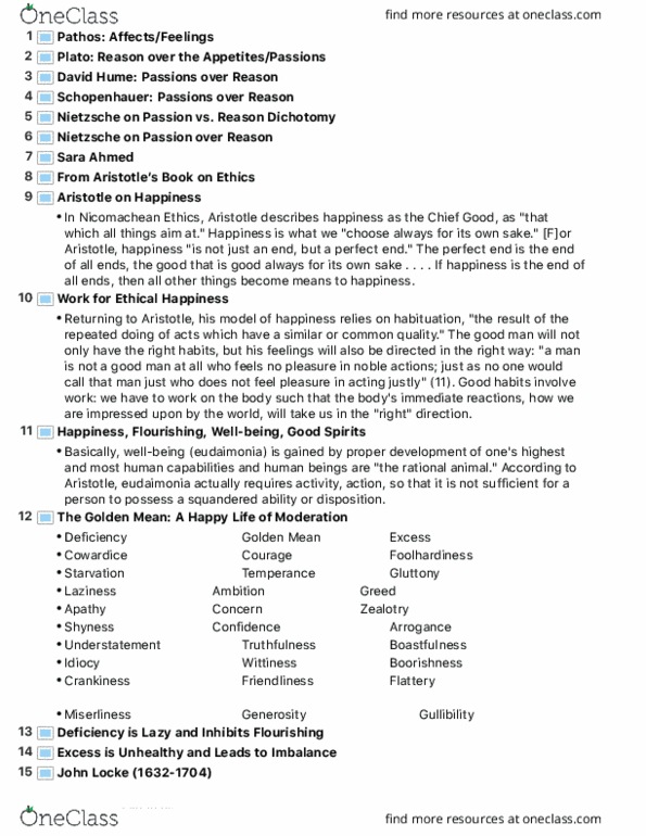 INI201H1 Lecture Notes - Lecture 13: Nicomachean Ethics, Eudaimonia, Arthur Schopenhauer thumbnail